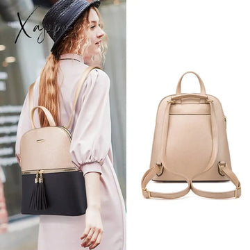 Xajzpa Women’s Fashion Bags 3 Pcs Set Zipper Bag Ladies Color Contrast Backpacks For Women Brand